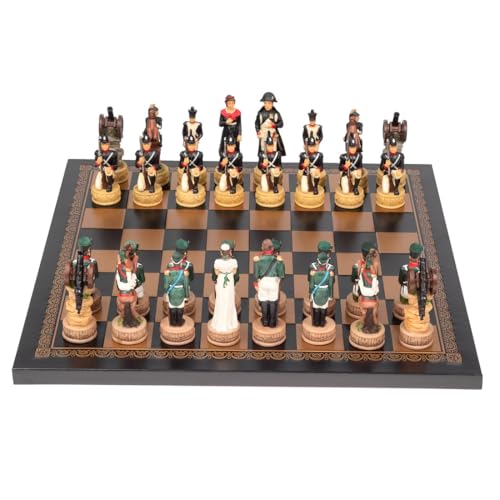 Jeu d'échecs Napoléon en Russie de luxe avec pièces peintes à la main