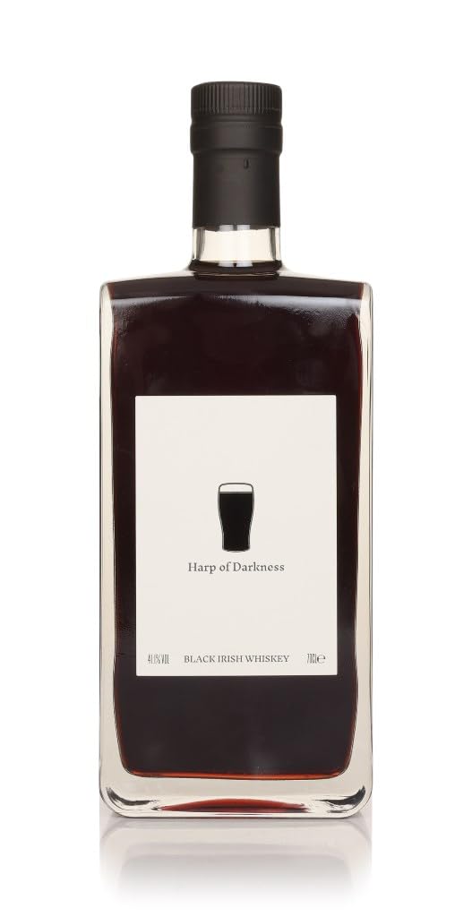 Harp of Darkness Black Irish Whiskey 70cl - 41.1% ABV 8 Year Old Single Grain Spirit with Rich Coffee, Toffee & Roasted Malt Notes - Premium Irish Whisky Gift