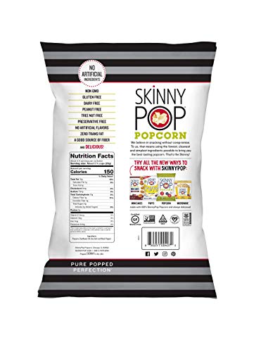 Image of SkinnyPop Popcorn, Sea Salt & Pepper, Whole Grain, Dairy-Free Snack, 4.4oz Bag (Pack of 4)