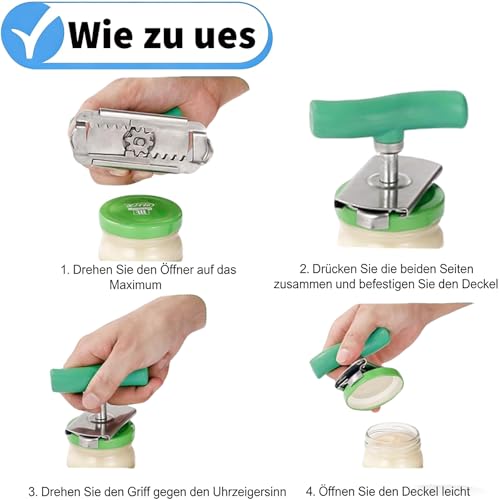 Dosenöffner 2 Stück, Ergonomischer Glasöffner für Senioren und Personen mit Handkraftproblemen, Praktisches Küchenwerkzeug für den täglichen Gebrauch und Outdoor-Aktivitäten, Grün und Weiß
