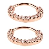 CONGARTENO 2 Piezas Anillos de Nariz con Circonitas Brillantes Joyería de Piercing Nasal Unisex Decoraciones Ligeras y Duraderas para Mujer Diseño Cómodo y Seguro Rosa Dorado