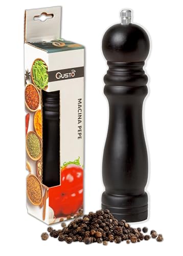 IPEA Moulin à Poivre manuel en Bois Noir pour Poivre, Piment et Sel - Moulin à Poivre Classique de Cuisine avec Broyeur en Métal pour Moudre les épices, le Cumin, le...