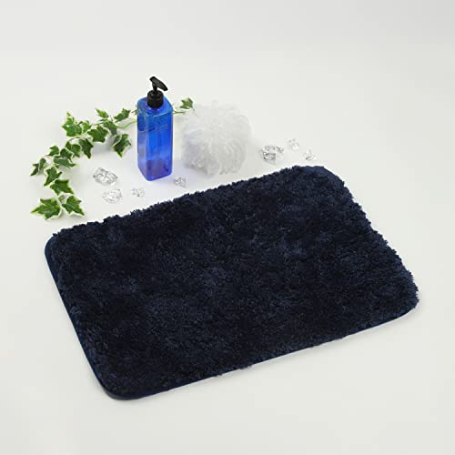 バスマット マイクロファイバー【50x80cm】Confis 玄関マット 室内 お風呂マット 足ふきマット 大判 大きめ 厚め 吸水 速乾 フカフカ ネイビー