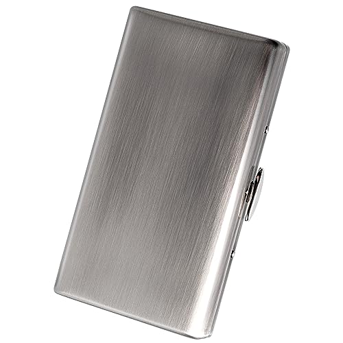 Image of Cigarette Case for Women and Men - Lightweight and Portable Cigarette Box and Holds 12 100mm Cigarettes, Bank Cards, Coins, and More - Stylish Design, Beautiful and Generous (Vntage Silver)