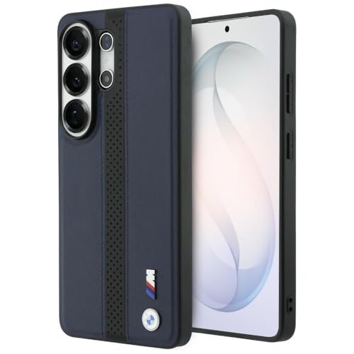CG MOBILE BMW Coque de protection avec logo à rayures perforées compatible avec MagSafe pour iPhone Samsung Galaxy S26 Ultra (bleu marine)