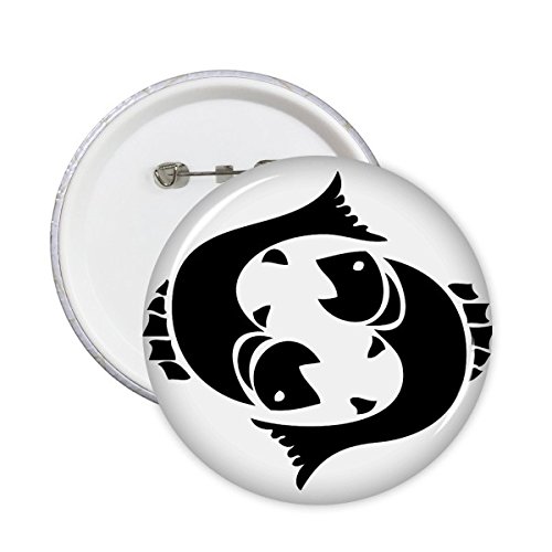 Badge bouton rond Poissons constellation motif silhouette XXL lot de 5