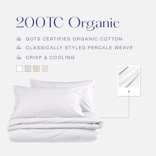 Christy 200TC Organic Double Duvet Cover Set | Classic White | 100% Certified Organic Cotton Bedding | Super Soft and Smooth Bed Linen - Image 5