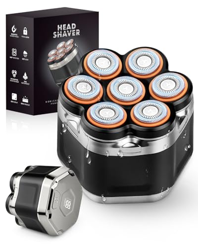 Zenmos Mens Head Shaver Bald 7D Electric Bald Head Shavers for Men with LED Display Waterproof IPX5 Hair Shavers for Men Bald Head Magnetic Blade Head Razors Mens Grooming Gift