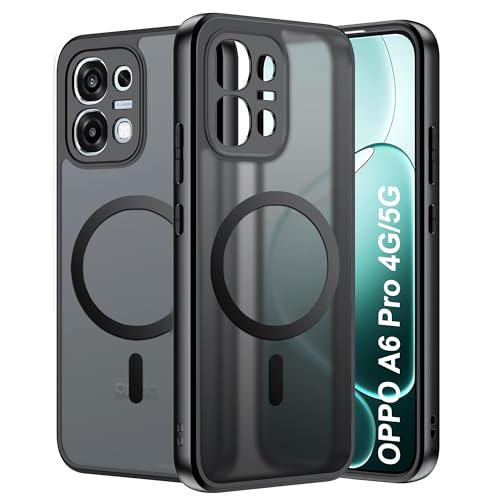 FDHYFGDY Cover Magnetica per OPPO A6 Pro 5G/4G Custodia, Cover in PC Ultrasottile e Antigraffio+Silicone Morbido Antiscivolo Sul lato, Antiscivolo e Antiurto, Scocca Traslucida Satinata