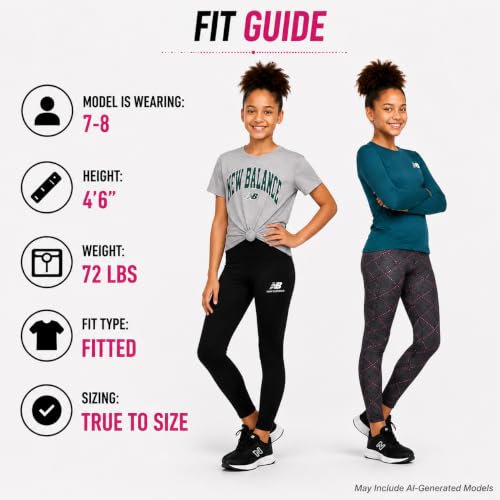 Image of New Balance Active Girls Legging Set - 4 Piece Athletic Short Sleeve Shirt, Long Sleeve Shirt & Activewear Girls Leggings Set