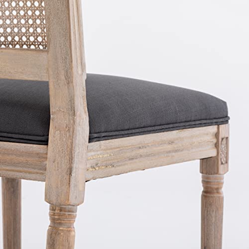 Royard Oaktree Dining Chairs Set Of 2 Farmhouse Dining Chairs With Rattan Back French-Style Upholstered Armless Accent Side Chairs With Solid Wood Leg For Dining Room Bedroom Kitchen Restaurant #TOP5