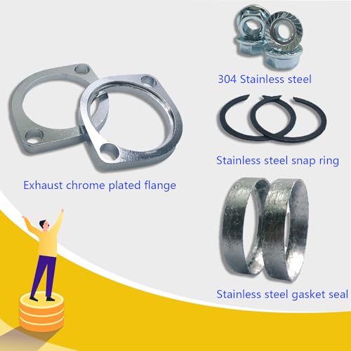 Image of Gasket & Chrome Flange with Nuts & Washers Kit Compatible for Harley-Davidson Big Twin Sportster 883 1200 XL883 XL1200 48 72 1984-2022