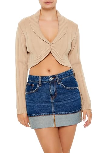 Forever 21 Women's Cropped Rib-Knit Cardigan Sweater