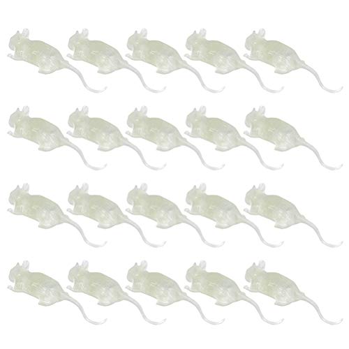 CIYODO Ratón Falso de Halloween Noctilucente Blanco 20 Piezas, Juguete de Broma Espeluznante para Fiesta, Accesorio Decorativo Divertido para Hogar y Reunión Temática