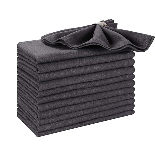 Ramanta Home 12-Pack 100% Cotton Dinner Napkins 18 by 18-Inch Soft Absorbent Comfortable - Ideal for Events and Regular Use - Charcoal