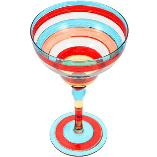 SAFIGLE Handbemaltes Margarita Glas Roter Streifen
