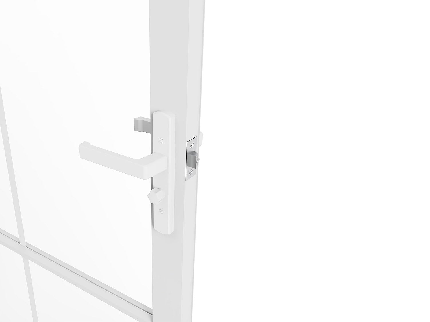 Vente-unique SEROTO - Bloque de puerta reversible de aluminio y vidrio templado - 204 x 73 cm - Blanco
