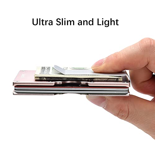 Minimalist Wallet Small Card Holder Slim Front Pocket Wallet RFID Blocking Money Clip Women Men (Rose Gold)4