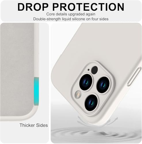 Image of DIZORO Compatible for iPhone 15 PRO Camera Protection Case 6.1, Slim Liquid Silicone 3 Layers Full Covered Soft Gel Rubber Phone Case Protective Cover - Stone Grey
