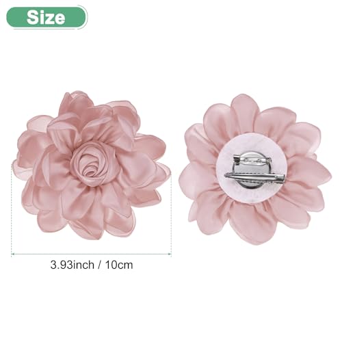 Image of M METERXITY Rose Flower Brooches and Pins for Women, Lapel Pins Dainty Satin Fabric Big Camellia Hair Flowers Clips for Wedding /Parties /Clothes /Jewelry