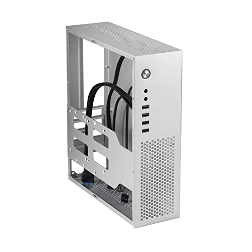 Vsenkes コンピュータケース 壁掛け配置コンパクト金属オフィス水平垂直デスクトップ小型ケース mATX24x24 マザーボード継手用, アージェント
