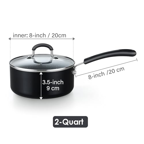 Pequeñas ollas para cocinar con revestimiento antiadherente de granito y tapa 3