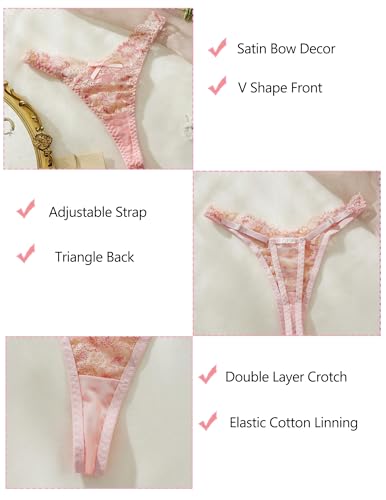 Avidlove Women Sexy Underwear Lace G-string Exotic Lingerie Panties V-Shape Cheeky Tangas with Bow Decor3