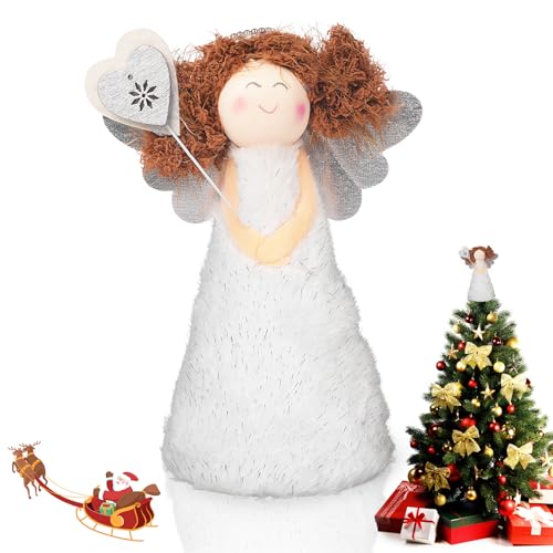 Angel Christmas Tree Decorations Topper,Angel&Fairy Christmas Tree Topper Decorations,Xmas Fairy Ornaments for Tree(White)