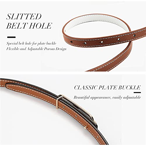 Women Leather Belt Reversible Two Color Thin Belt Pin Buckle Adjustable Decorative Waistband For Jeans Dress Coat4