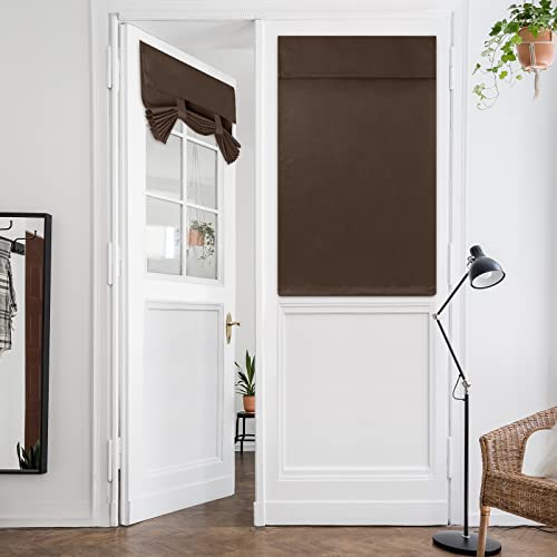 HOMEIDEAS 1 panneau de rideau occultant à nouer pour fenêtre en verre, isolation thermique pour chambre à coucher, 66 x 101,6 cm, marron chocolat