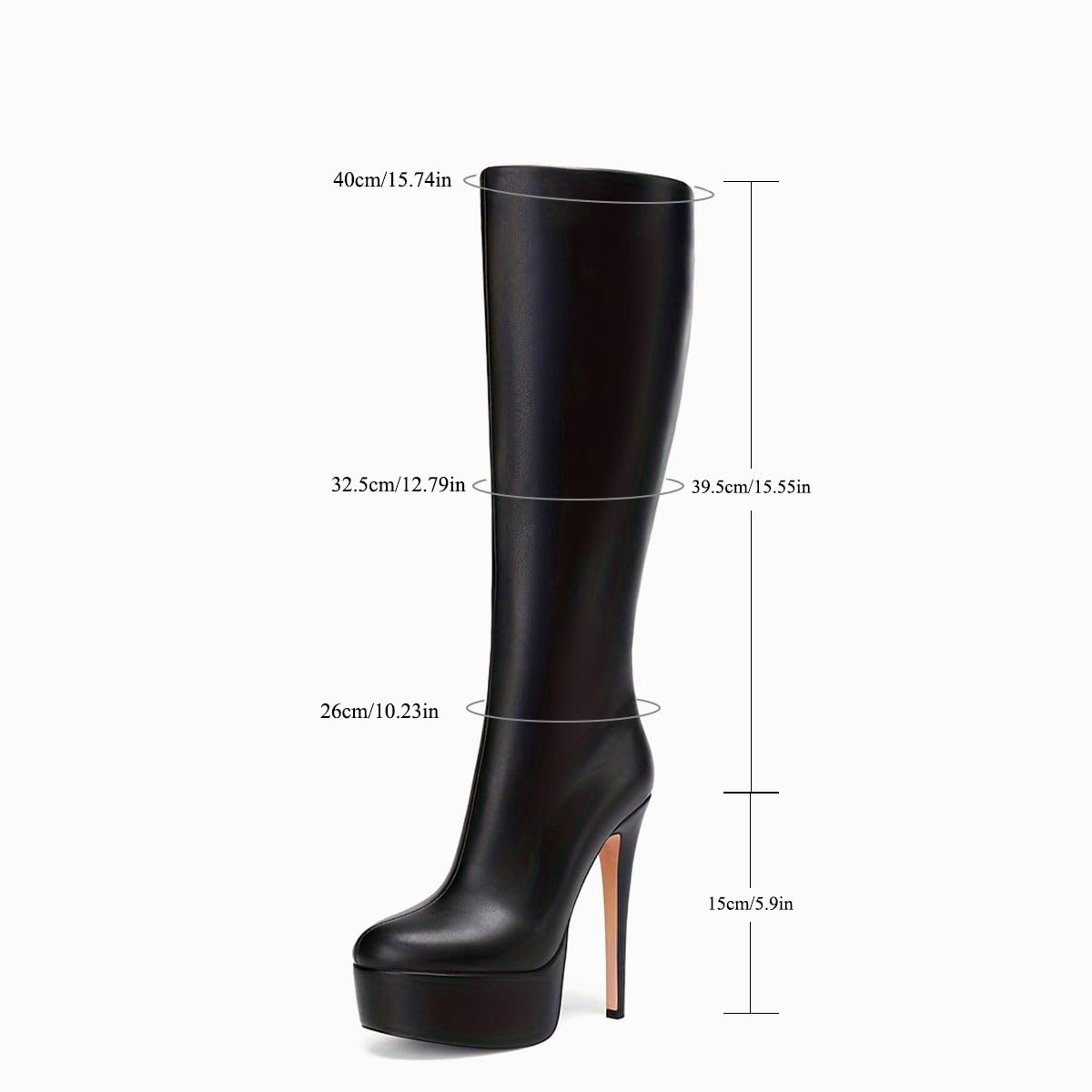 Feinlina Donna Nero Pelle Piattaforma Tacco Al Ginocchio Stivali Sexy Stiletto Tacco Coscia Stivali alti