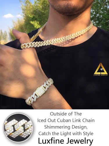 12mm Iced Out Cuban Link Chain 14K REAL Gold Plated Hypoallergenic Hip Hop Jewelry 5A+ Cubic Zirconia Prong-setting Necklace for Men Women Choker Birthday Father Day Gift4