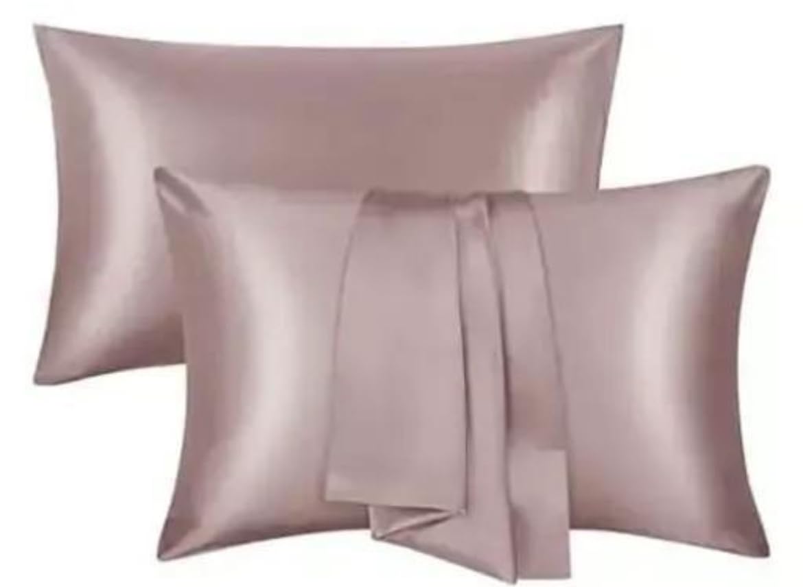 Genuine Global Decor Satin Silk Pillow Cover for Hair and Skin 2 Piece | Satin Pillow Covers with Envelope Closure end Design | (Onion Pink)