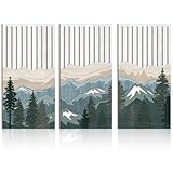 IARTTOP Large Mountain Wood Wall Art 16x32 Inch Abstract Mountain Landscape Wall Decor Green Nature Scenery Artwork for Bedroom Living room Office Set of 3