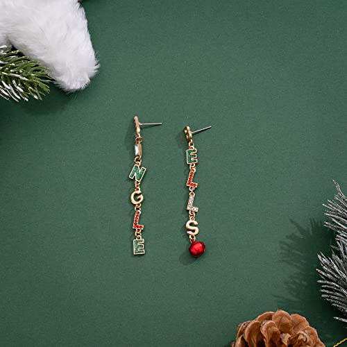 Madison Tyler Christmas Letter Dangle Earrings For Women, Jingle Bells' With Bells Lightweight Jewelry,Xmas Holiday Earrings Gifts For Girls #TOP4