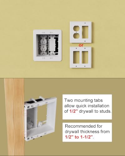 2-Gang Recessed Outlet Box, Recessed Electrical Box for Wall Mount TV - 3
