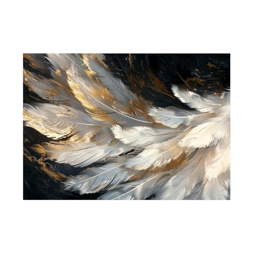 Art abstrait de plumes sur toile moderne 70x100cm pour decoration murale salon