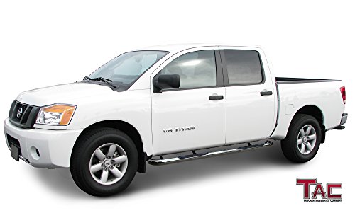 Tac Side Steps Fit 2004-2023 Nissan Titan Crew Cab / 2016-2023 Nissan Titan Xd Crew Cab Truck Pickup 3” Stainless Steel Side Bars Nerf Bars Running Boards 2Pcs #TOP2