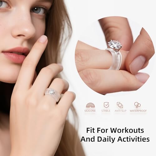 Omilly Silicone Wedding Ring Protector for Gym & Working Out - Ring Band Guards for Men & Women - 3-12mm Width, 2 Sizes, 6-Pack - Non-Slip, Comfort Fit2