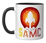 $AMC Funny Stocks Rocket Stonk Trading Ceramic Mug, Black/White