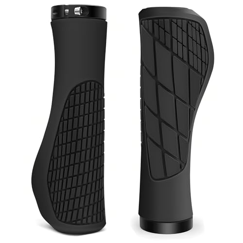 NLONLL 2 Piezas Puños Bicicleta MTB Ergonómicos Aluminio Doble Bloqueo 22mm Empuñadura Antideslizante Caucho Manillar (Negro)