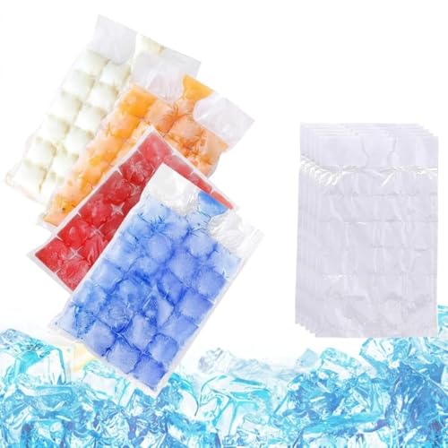 30 Pack 720 Ice Cube Bags Disposable Ice Maker Bags for Freezer Self-Sealing Food Grade PE Ice Mould Trays for Whiskey Juice Cocktail Party Camping