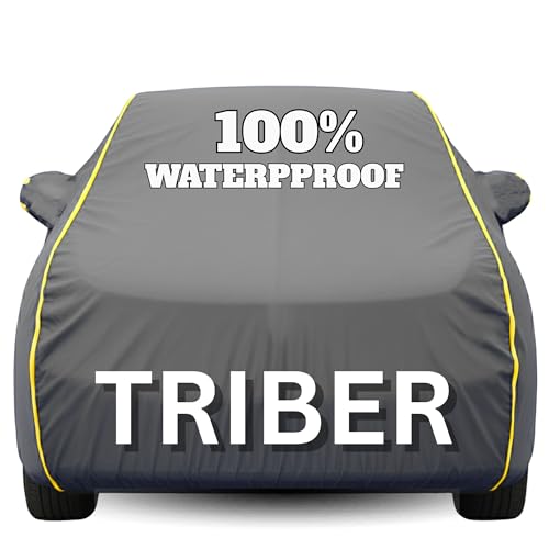 Image of Waterproof Car Body Cover - 100% Water Proof Custom Fit New Car Covers, Outdoor Full Protecting Cover for Triber (All Models) with Free Storage Bag - UV, Rain & Dust, All Weather Protection