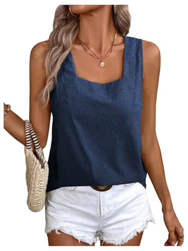 SweatyRocks Women's Sleeveless Casual Tank Top Square Neck Blouse Summer