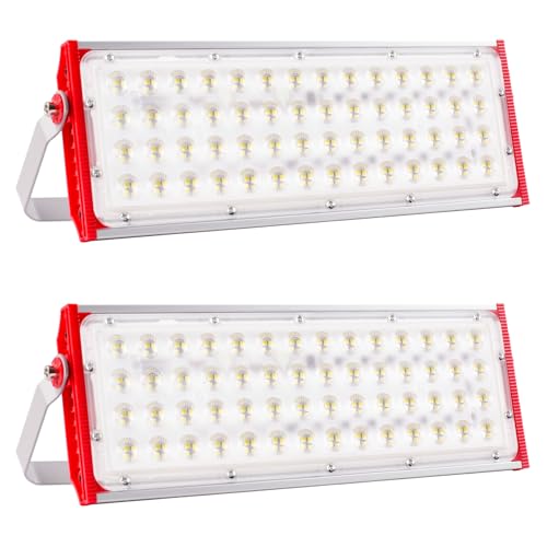 Focos LED Exterior 200W, 20.000 lúmenes Proyector LED Exterior IP66 Impermeable foco exterior de Floodlight 2 Piezas foco blanco frío de 6500K, luz de inundación para almacén garaje jardín patio