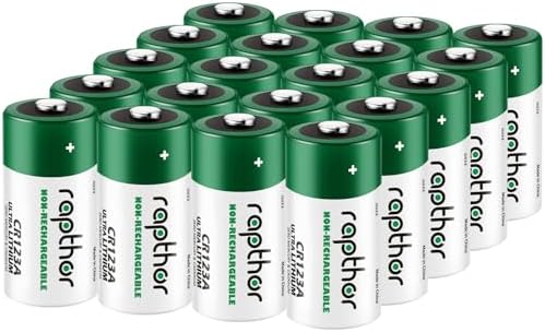 Rapthor CR123A 3V Lithium Battery, 40 PCS 123 Batteries 1650mAH Replace CR123 CR123A CR17345 For Sensors, Keyless Locks, Photo Flash And Flashlights,Certified By CE, UL, ROHS - Non-Rechargeable