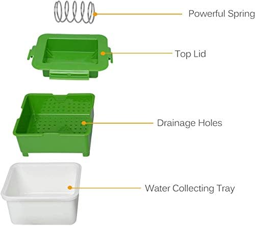 Poweka Tofu Press Kit with Water Collecting Tray Middle Strainer & Top Lid Homemade Tofu Press Drainer, Easily Remove Water from Tofu for More Delicious