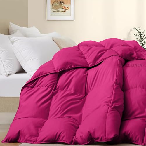 Image of 500 GSM Winter Blanket /Comforter Single Size (60 inchX90 inch) - Unique Design Heavy Winter Quilted Comforter 500 GSM Microfiber Fill -Rajai Single Size - Hot Pink Color