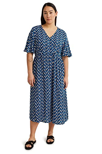 C&A Damen Kleid V-Ausschnitt Midi Regular Fit Kleider Große Größen blau...
