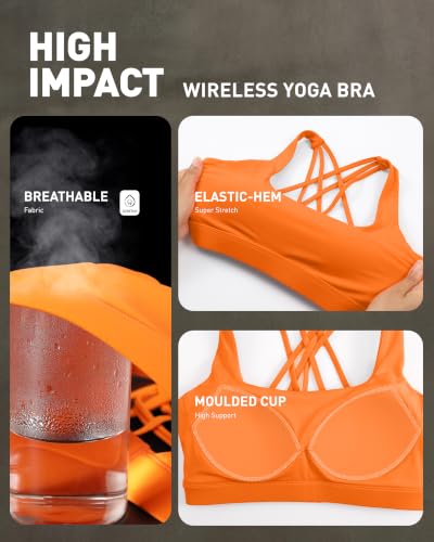 Image of RUNNING GIRL Sports Bras for Women,Crisscross Back High Impact Sports Bra with Hook Closure Workout Supportive Bra